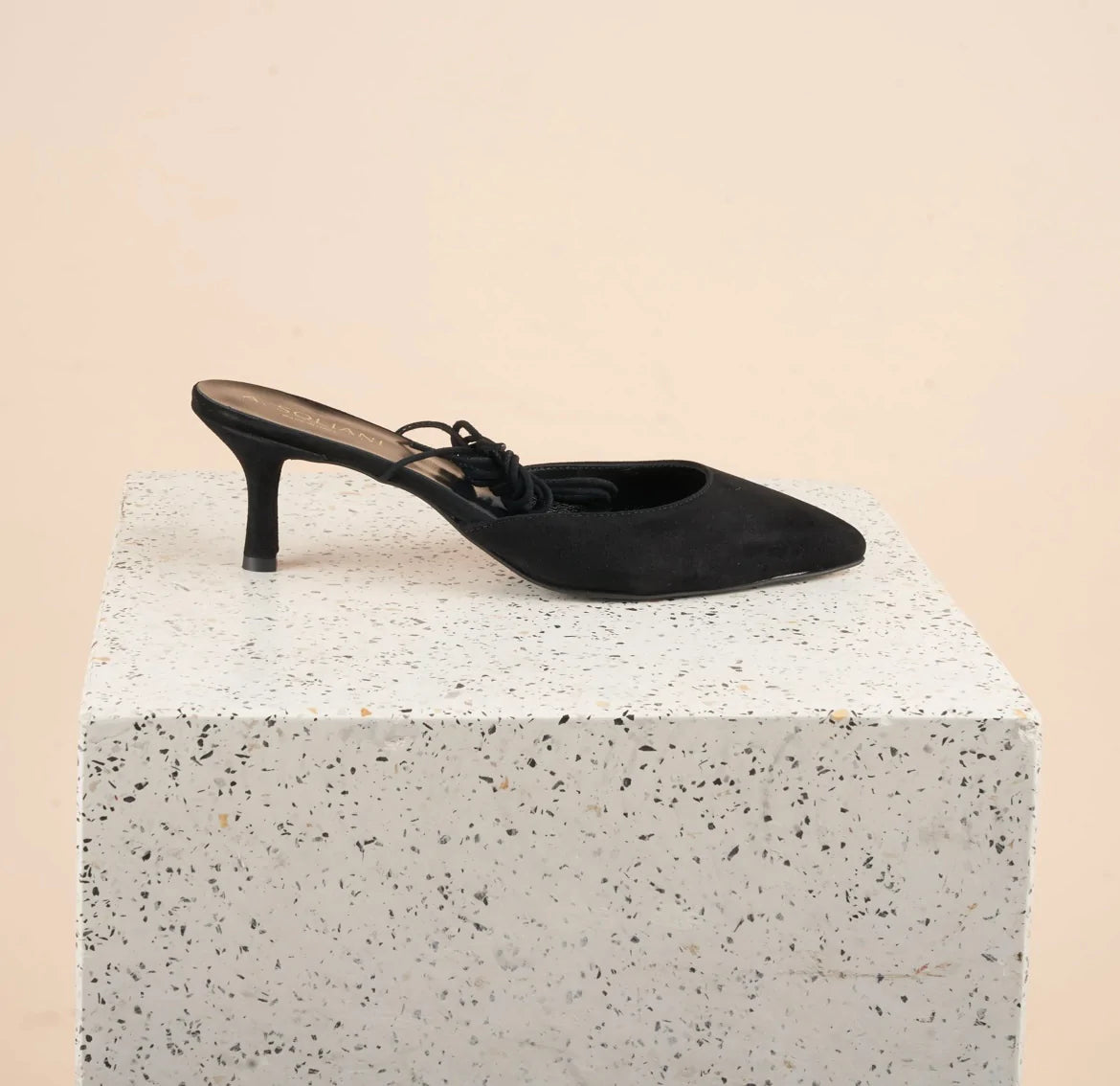 Black suede kitten heel pumps hot sale